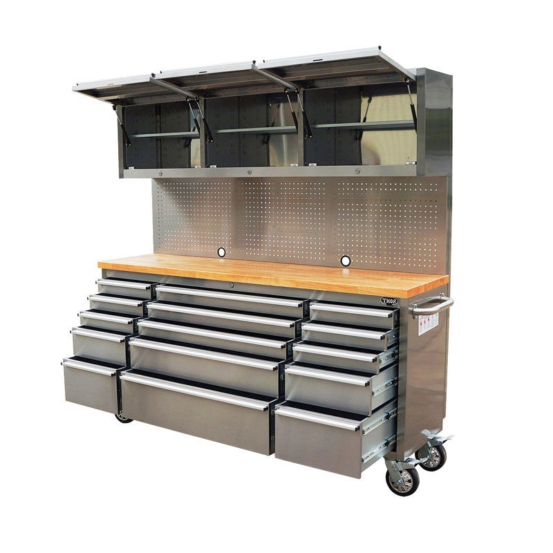 GT 1.8M Stainless Steel 15 drawer Workbench Combo - Premium Garage Cabinets - Rolling from GT - Just $1299! Shop now at GTools