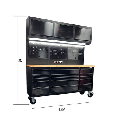 GTX 1.8M x 2M Black Stainless Steel Workbench Combo with Mega Drawer - Premium Tool Box from GTools - Just $1999! Shop now at GTools