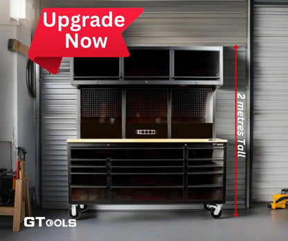 GTX 1.8M x 2M Black Stainless Steel Workbench Combo with Mega Drawer - Premium Tool Box from GTools - Just $1999! Shop now at GTools